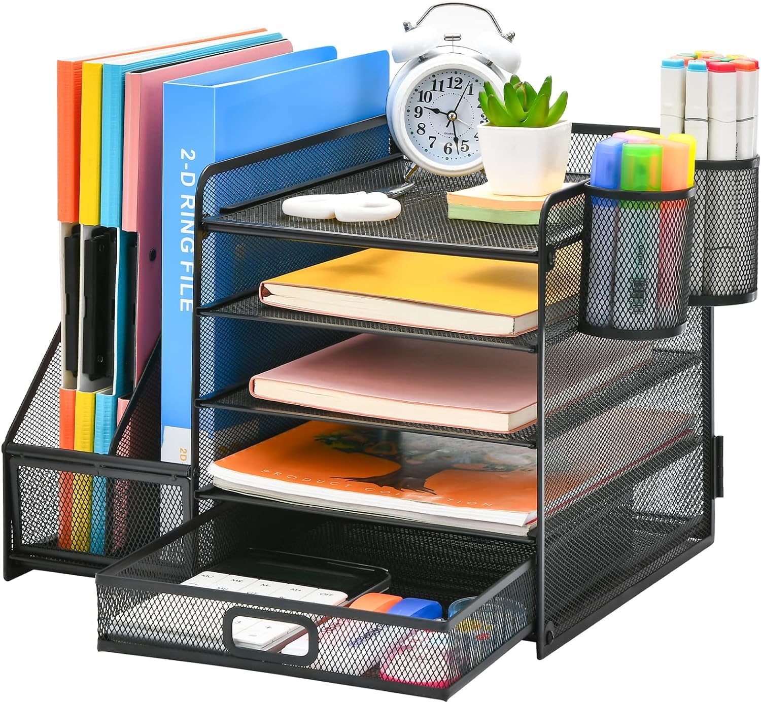 815B1NBebVL._SL1500_ Desk Organizer with File Holder, 5-Tier Paper - Image 1